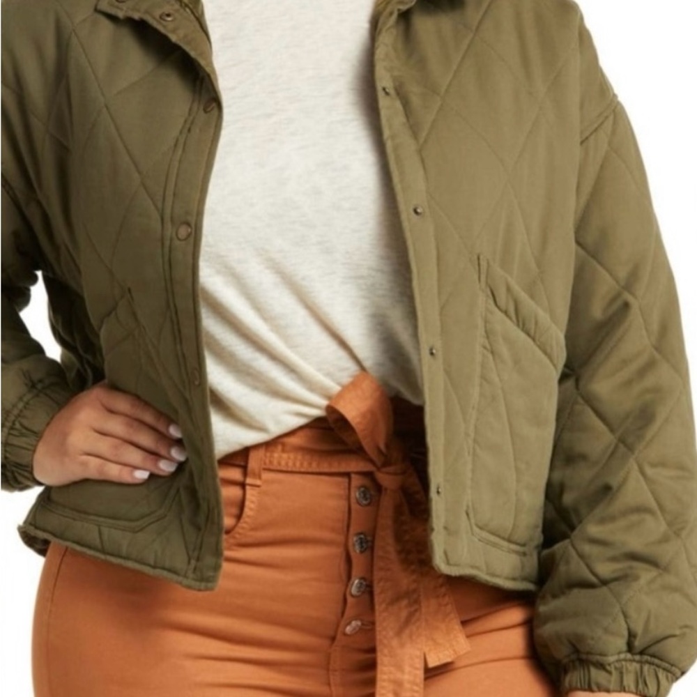 Sanctuary Green Quilted Jacket Cropped Quilted